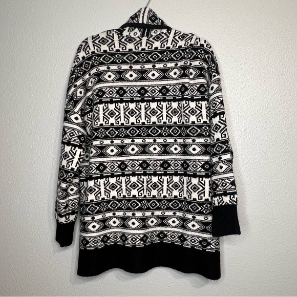 Rachel Zoe Womens Belted Tie Waist Cardigan Aztec Print Black White Size XL - Picture 8 of 12
